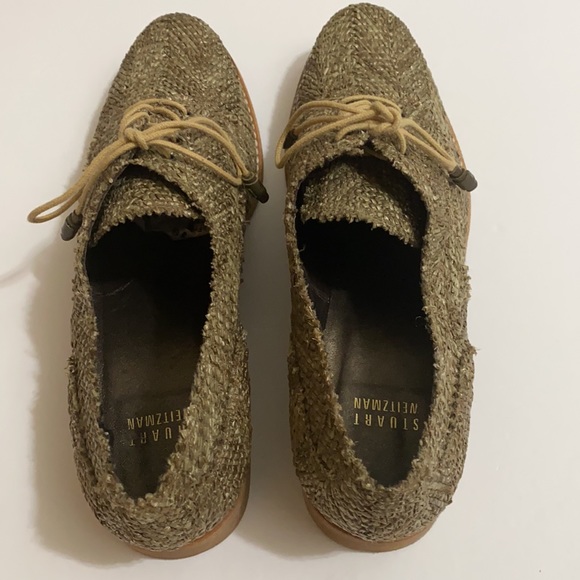 Stuart Weitzman Green Raffia Lace Up Oxfords - Picture 2 of 3
